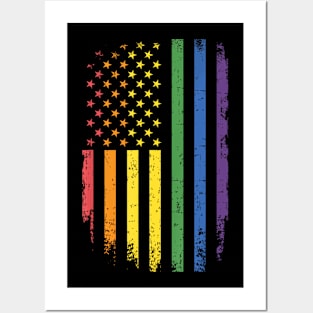 Lgbtq Pride Month Us American Rainbow Flag For Equal Rights Posters and Art